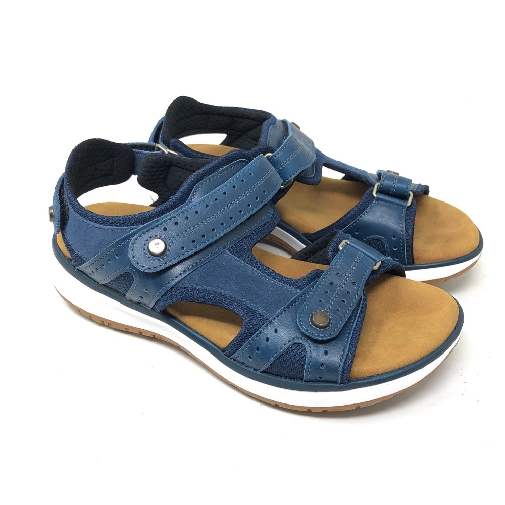 SAS Womens 7 Embark Sandals Neptune Blue Leather Adjustable Straps